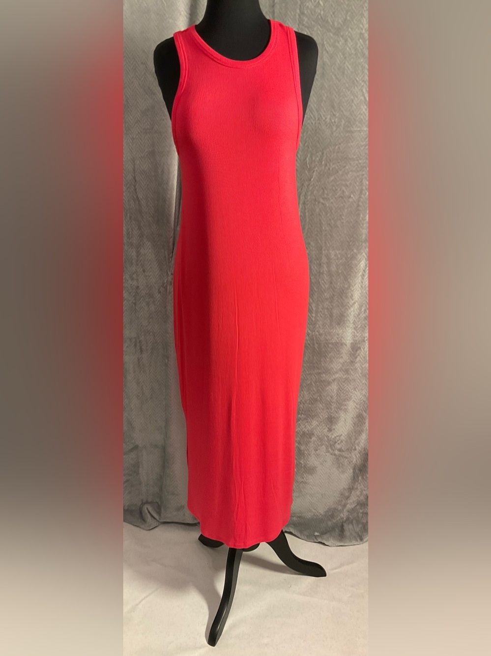 Motherhood Red Maxi Ribbed Maternity Dress